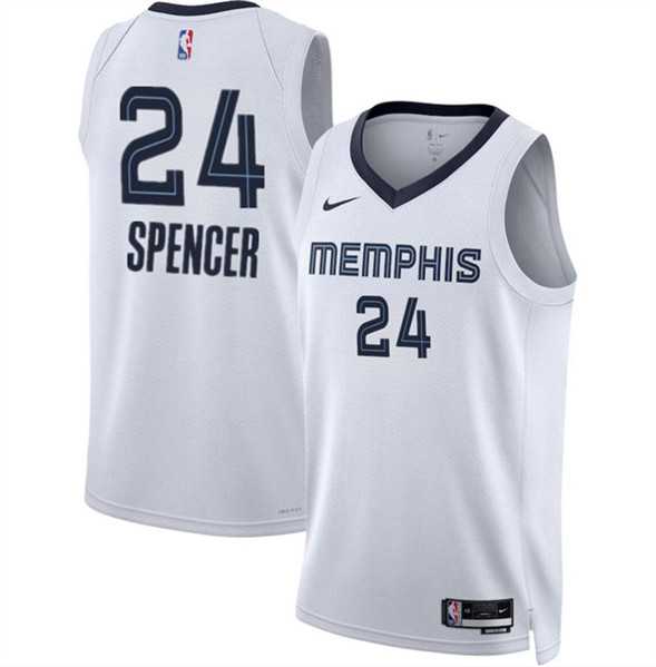 Men%27s Memphis Grizzlies #24 Cam Spencer White 2024 Draft Association Edition Stitched Jersey Dzhi